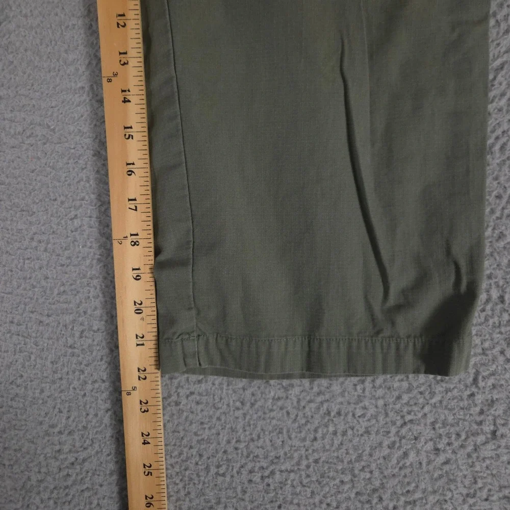 VINTAGE Eddie Bauer Pants Womens 14 Green Cargo Ripstop Utility Cropped 2000s - Picture 3 of 11